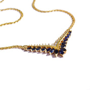 Vintage 14k Gold Sapphire and Diamond Choker Necklace, Elegant Gold Necklace With Diamonds and Sapphire Stones, BJ Gold Choker Necklace