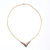 Vintage 14k Gold Sapphire and Diamond Choker Necklace, Elegant Gold Necklace With Diamonds and Sapphire Stones, BJ Gold Choker Necklace