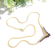 Vintage 14k Gold Sapphire and Diamond Choker Necklace, Elegant Gold Necklace With Diamonds and Sapphire Stones, BJ Gold Choker Necklace