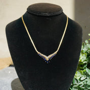 Vintage 14k Gold Sapphire and Diamond Choker Necklace, Elegant Gold Necklace With Diamonds and Sapphire Stones, BJ Gold Choker Necklace