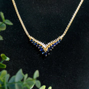 Vintage 14k Gold Sapphire and Diamond Choker Necklace, Elegant Gold Necklace With Diamonds and Sapphire Stones, BJ Gold Choker Necklace