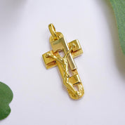 Vintage 18K Gold Jesus Crucifix Pendant, Yellow Gold Jesus On The Cross Pendant, Unique Crucifix Pendant, Antique Gold Catholic Jewelry
