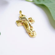 Vintage 18K Gold Jesus Crucifix Pendant, Yellow Gold Jesus On The Cross Pendant, Unique Crucifix Pendant, Antique Gold Catholic Jewelry