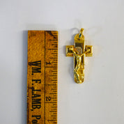 Vintage 18K Gold Jesus Crucifix Pendant, Yellow Gold Jesus On The Cross Pendant, Unique Crucifix Pendant, Antique Gold Catholic Jewelry