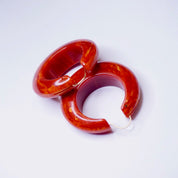 Vintage Bakelite Hoop Earrings, Red and Orange Marbled Bakelite Earrings, 1960's Style Hoop Earrings, Unique Hoop Earrings