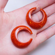 Vintage Bakelite Hoop Earrings, Red and Orange Marbled Bakelite Earrings, 1960's Style Hoop Earrings, Unique Hoop Earrings