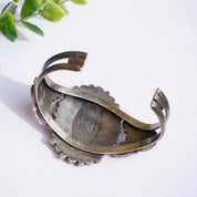 Vintage Native American Sterling Silver Coral Cluster Bracelet Cuff, Large Multi-Stone Zuni/Navajo Coral Bracelet Cuff, Old Pawn Jewelry