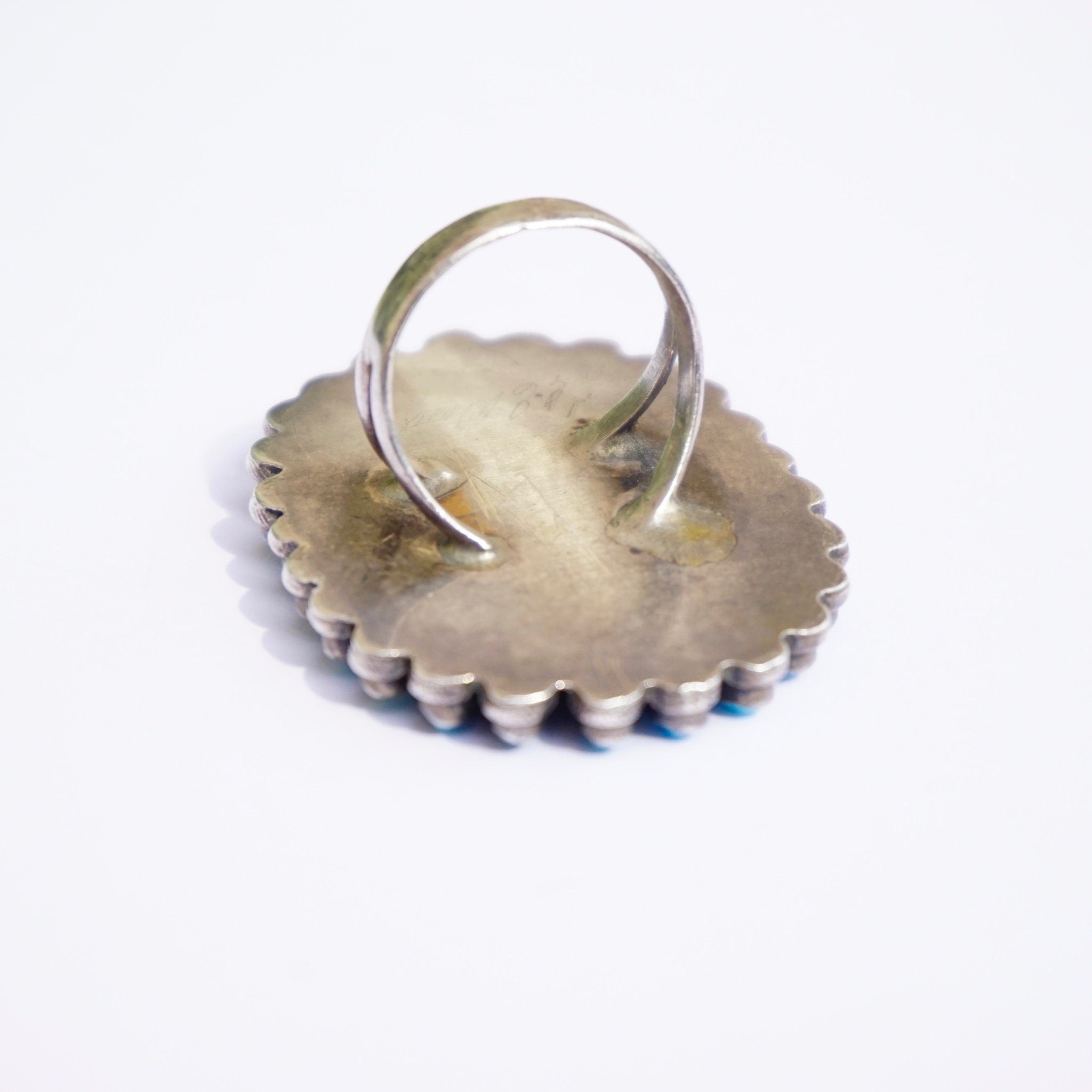 Vintage Zuni/Navajo Sterling Silver Turquoise Ring Signed Lee Wood, Old Pawn Native American Multi-Stone Turquoise Ring,
