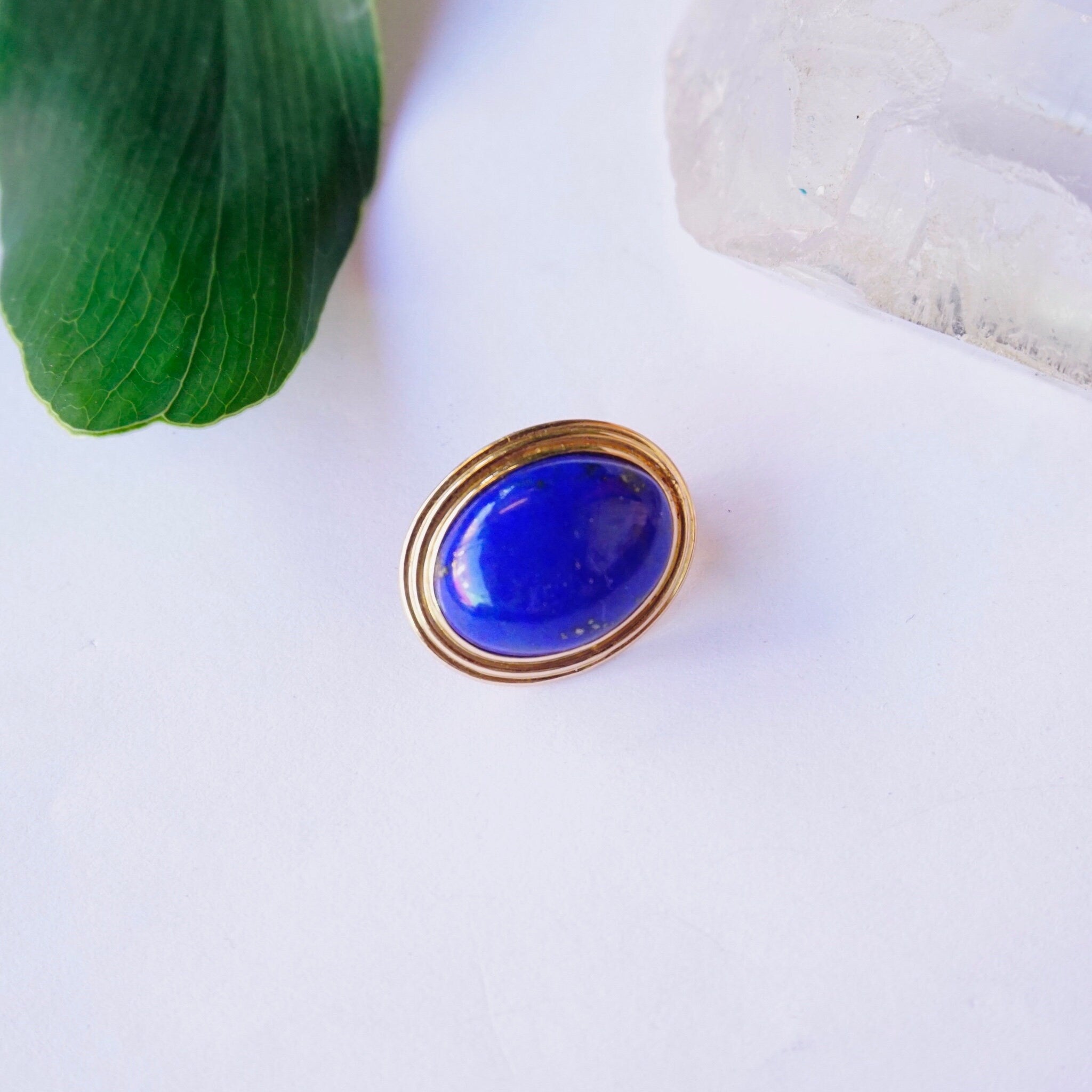 Vintage Gump's 14K Gold Lapis Lazuli Brooch, Antique Gold Pin With Lapis Lazuli Gemstone, Beautiful Blue And Gold Brooch, Gump's Jewelry