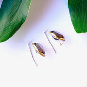 Vintage 14K Gold Smoky Quartz Drop Earrings, Antique Gold Earrings With Brown Gemstones, Delicate Smoky Quartz Earrings, 14K Gold Earrings