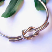 Vintage Sterling Silver Love Knot Choker Necklace, Statement Necklace With Infinity Knot, Unique Linked Choker Necklace With Knot Pendant