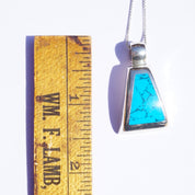 Vintage Sterling Silver Necklace With Turquoise Pendant, MEX925 Pendant Necklace, Marbled Blue Pendant, Abstract Silver Necklace