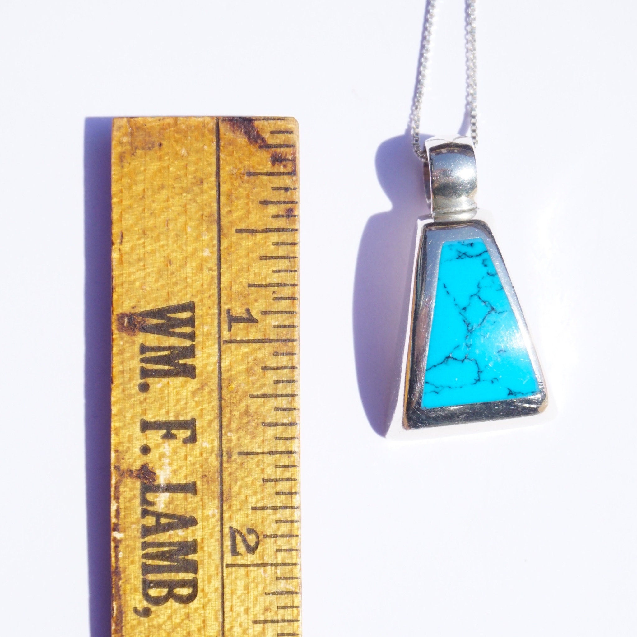 Vintage Sterling Silver Necklace With Turquoise Pendant, MEX925 Pendant Necklace, Marbled Blue Pendant, Abstract Silver Necklace