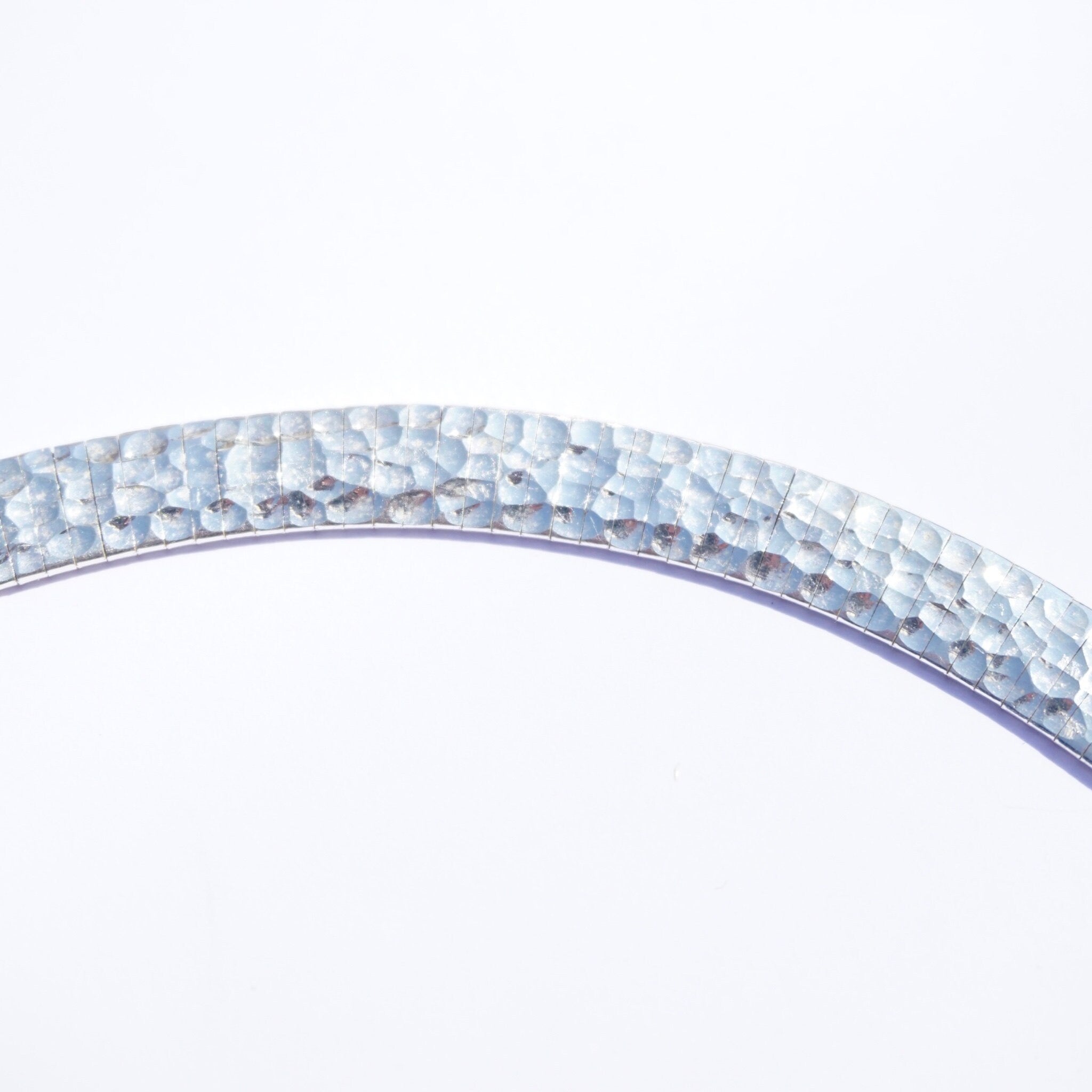 Vintage Italian Sterling Silver Hammered Choker, Hand Hammered Sterling Collar, 925 Italy Milor Silver Choker, Minimalist Silver Jewelry
