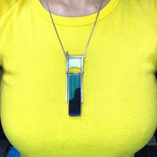 Vintage 18K Gold and Sterling Pendant With Malachite and Black Onyx, Abstract Pin With Moveable Details, Unique Gold and Silver Brooch