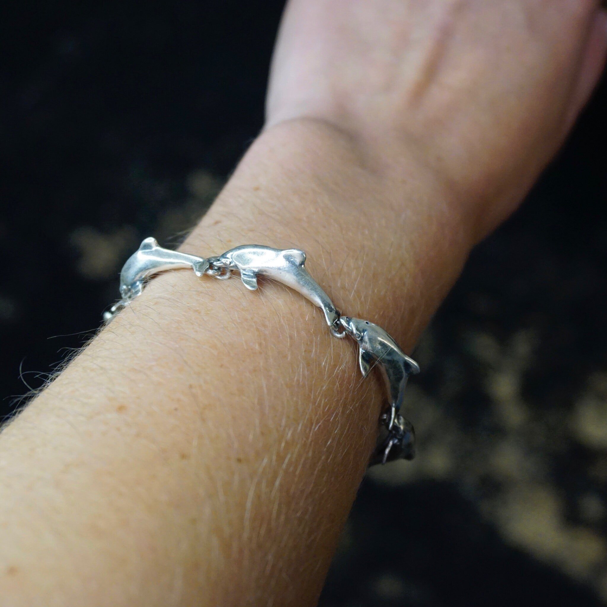 Vintage Sterling Silver KABANA Dolphin Bracelet, Made in New Mexico Silver Bracelet, KBN Sterling Dolphin Bracelet, Ocean Lover Jewelry