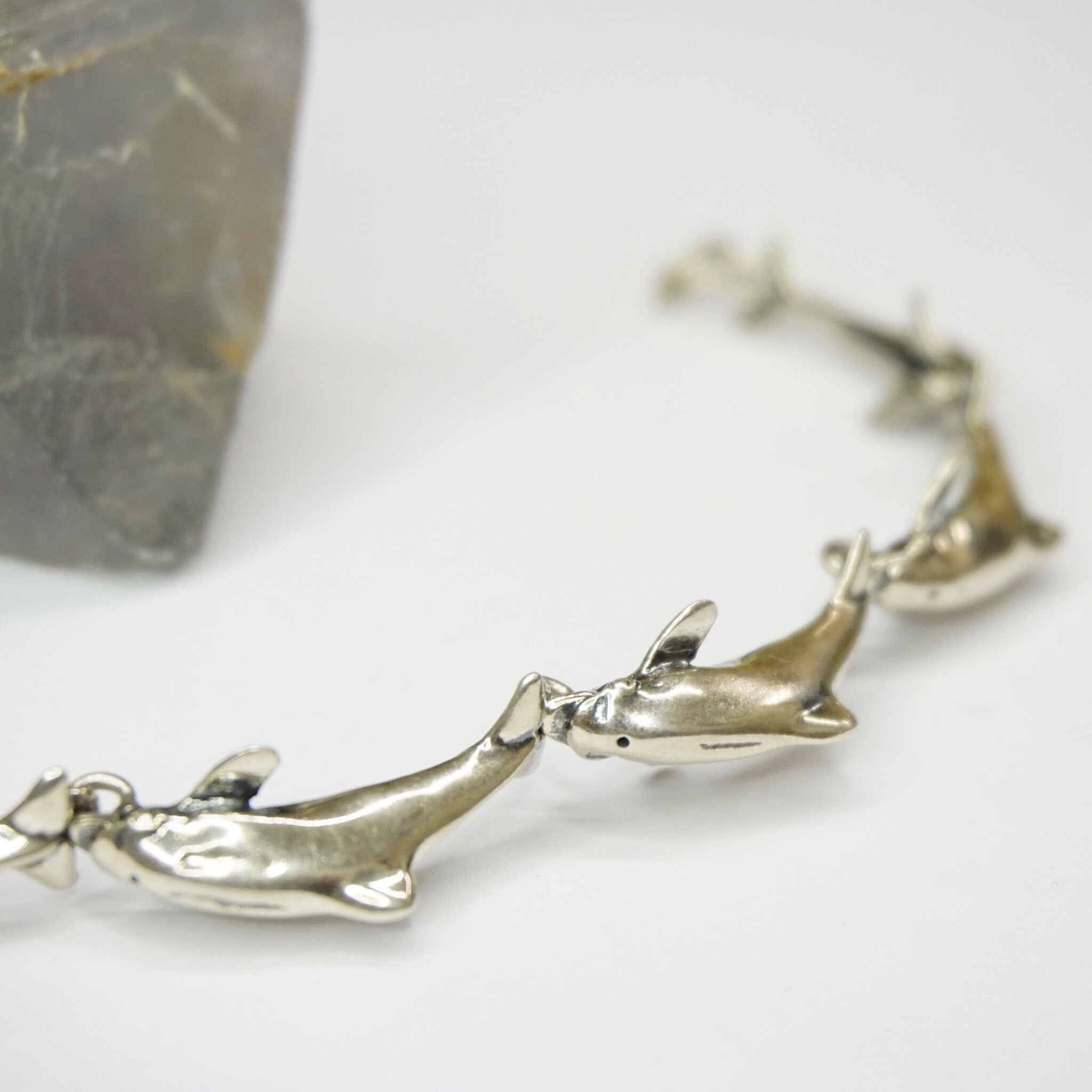 Vintage Sterling Silver KABANA Dolphin Bracelet, Made in New Mexico Silver Bracelet, KBN Sterling Dolphin Bracelet, Ocean Lover Jewelry