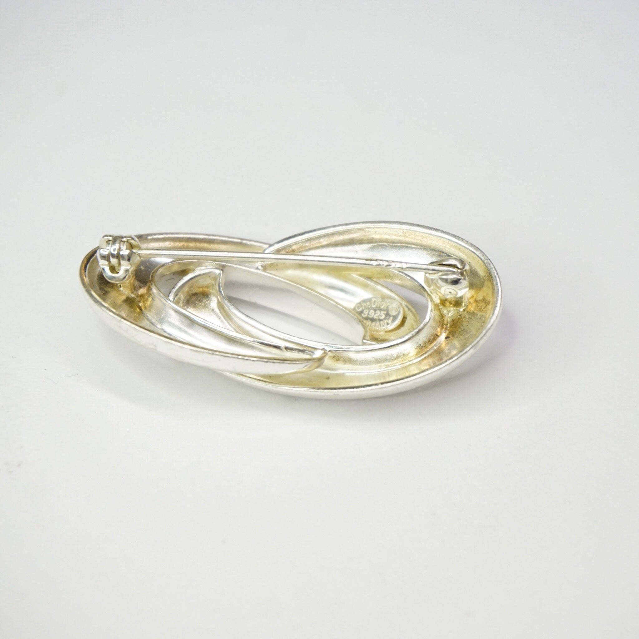 Vintage Sterling Silver Christian Dior Brooch, 1960's CHR DIOR Silver Infinity Pin, S925 Made In Germany Abstract Brooch, Sterling Scarf Pin