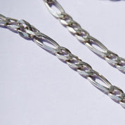 Vintage Sterling Silver Figaro Chain, Extra Long 34 Inch Silver Chain Made In Italy, 925 Layered Figaro Chain Links on White Background