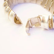 Vintage Sterling Silver Rounded Link Bracelet, Unique Half-Circle Silver Link Bracelet, Modernist Silver Bracelet Cuff, 925 Jewelry