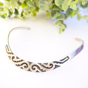 Vintage Sterling Silver Aztec Collar Necklace, Abstract Engraved Silver Choker, Tribal Style Sterling Silver Collar, Statement Piece Choker