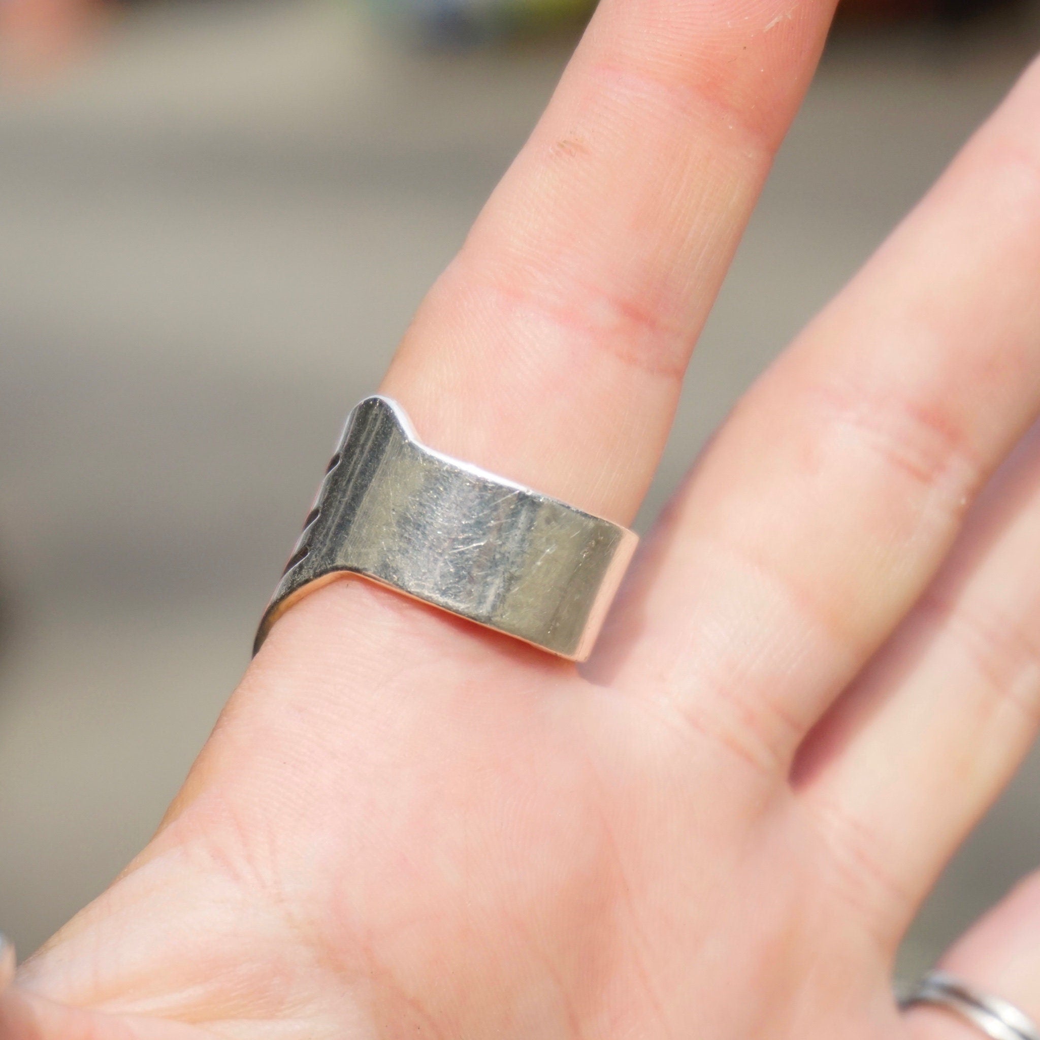 Vintage Silver Triangle Cut Out Ring, Unique Angled Silver Ring With Cut Outs, Made in Mexico Silver Ring, 925 Mex Jewelry, Large Ring