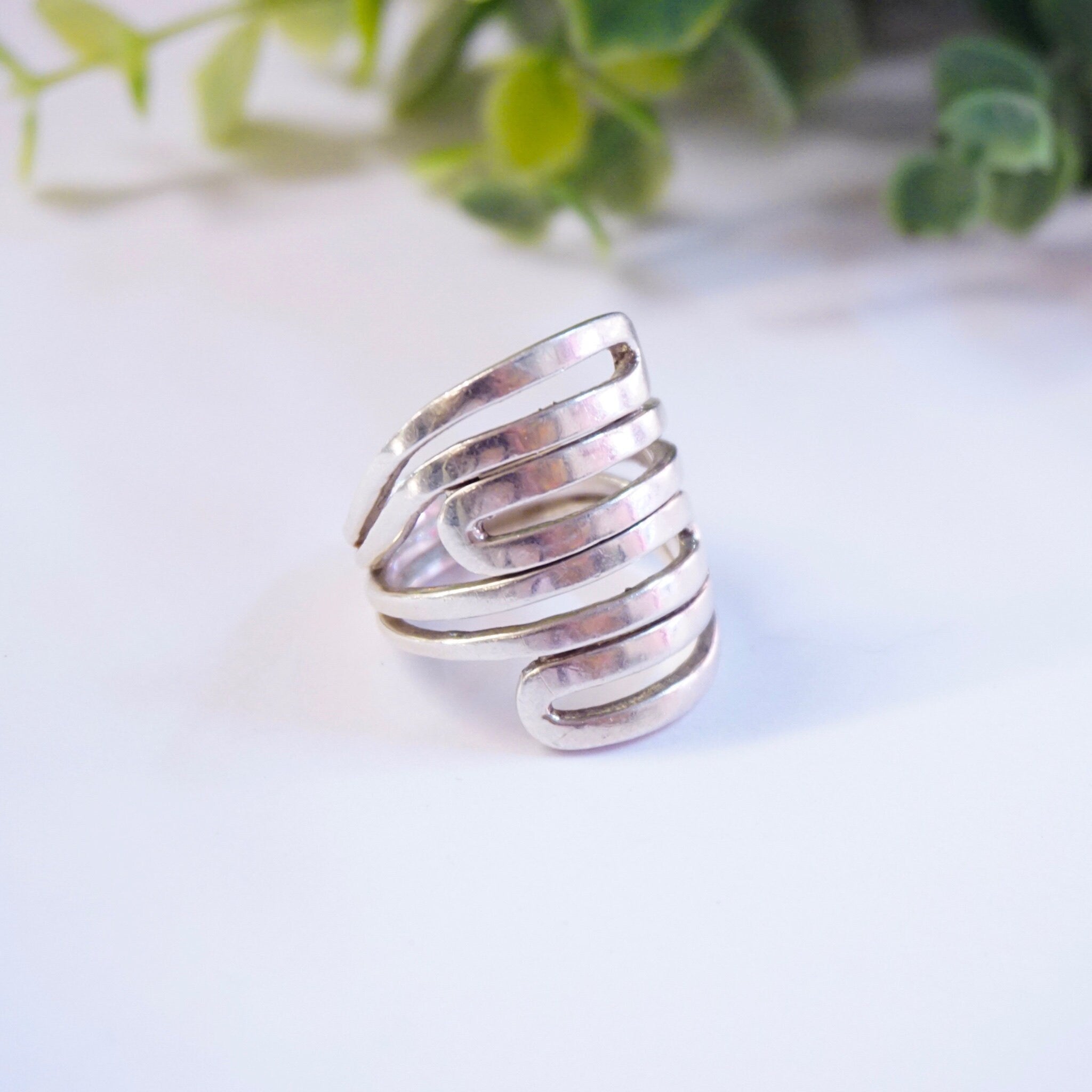 Vintage Sterling Silver Cut Out Ring, Unique Silver Statement Ring, Made in India Silver Ring, 925 Jewelry