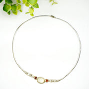 Vintage Sterling Silver Moonstone Choker, Silver Choker With Moonstone Pendant and Red Jewel Accents, Unique Sterling Choker, 925 Jewelry