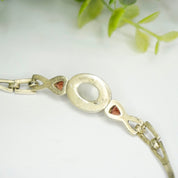 Vintage Sterling Silver Moonstone Choker, Silver Choker With Moonstone Pendant and Red Jewel Accents, Unique Sterling Choker, 925 Jewelry