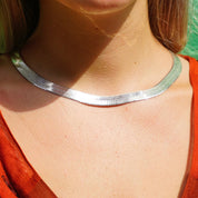 Vintage Sterling Silver Herringbone Chain Necklace, Made in Italy Thick Silver Chain, 12mm Thick Herringbone Silver Chain, 925 Jewelry