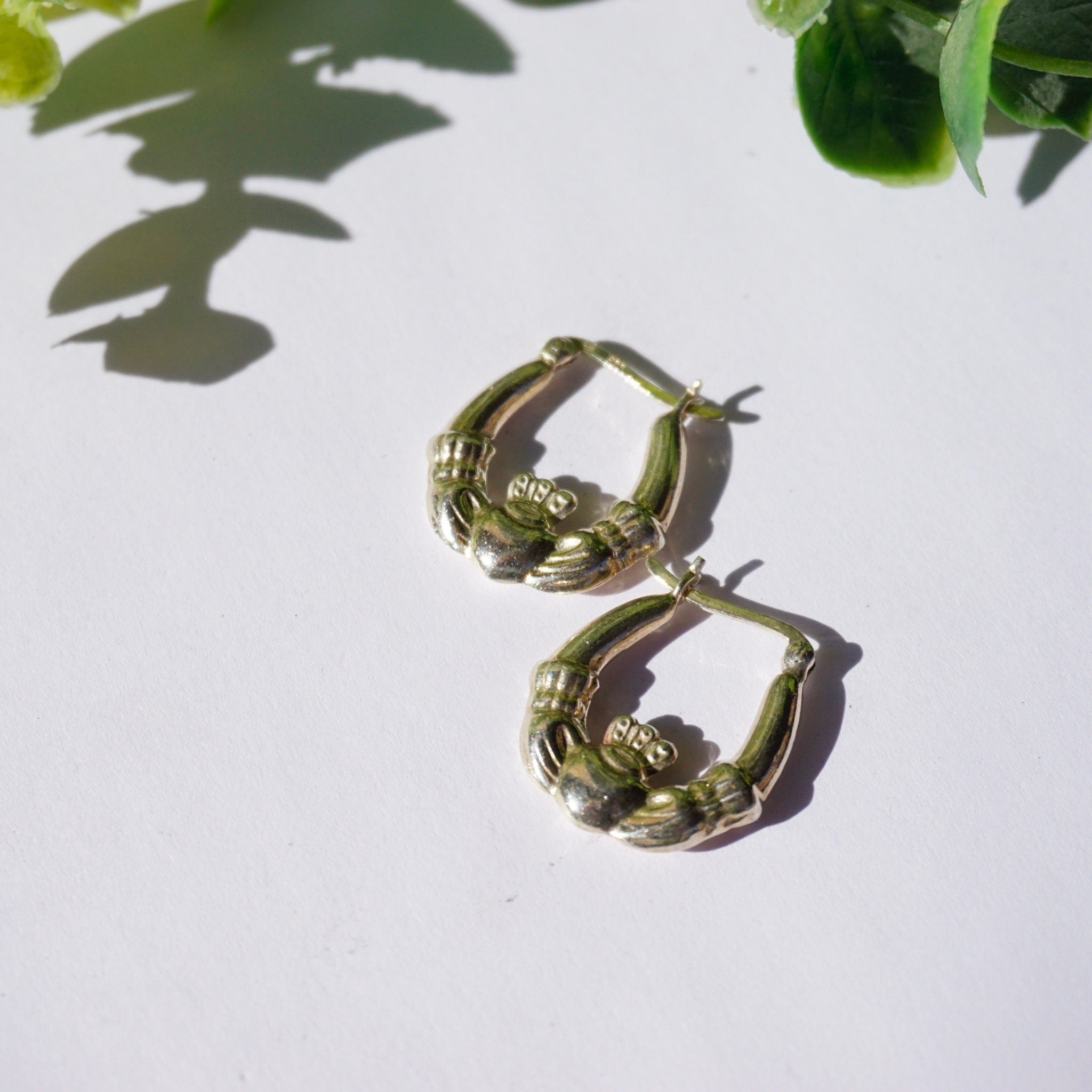 Vintage Sterling Silver Claddagh Earrings, Classic Silver Irish Symbol Hoop Earrings, Love Loyalty and Friendship Earrings, 925 Jewelry