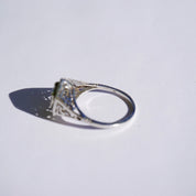 Vintage 14K White Gold Filagree Ring With Sapphire Gemstone, Beautiful White Gold Ring With Cut Out Detail and Blue Stone, Sapphire Ring