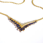 Vintage 14k Gold Sapphire and Diamond Choker Necklace, Elegant Gold Necklace With Diamonds and Sapphire Stones, BJ Gold Choker Necklace