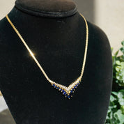 Vintage 14k Gold Sapphire and Diamond Choker Necklace, Elegant Gold Necklace With Diamonds and Sapphire Stones, BJ Gold Choker Necklace