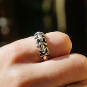 Vintage Sterling Silver Frog Ring, Unique Silver Ring With Chain of Frogs, Quirky Silver Ring, Size 7 3/4 US Silver Ring, 925 Jewelry