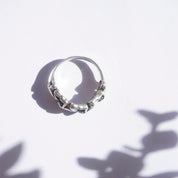 Vintage Sterling Silver Frog Ring, Unique Silver Ring With Chain of Frogs, Quirky Silver Ring, Size 7 3/4 US Silver Ring, 925 Jewelry