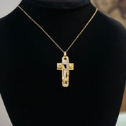 Vintage 18K Gold Jesus Crucifix Pendant, Yellow Gold Jesus On The Cross Pendant, Unique Crucifix Pendant, Antique Gold Catholic Jewelry