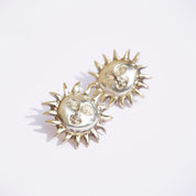 Vintage Sterling Silver Sun God Earrings, Beautiful Hand Hammered Stud Earrings, Silver Sun With Face Earrings, Made In Mexico Jewelry