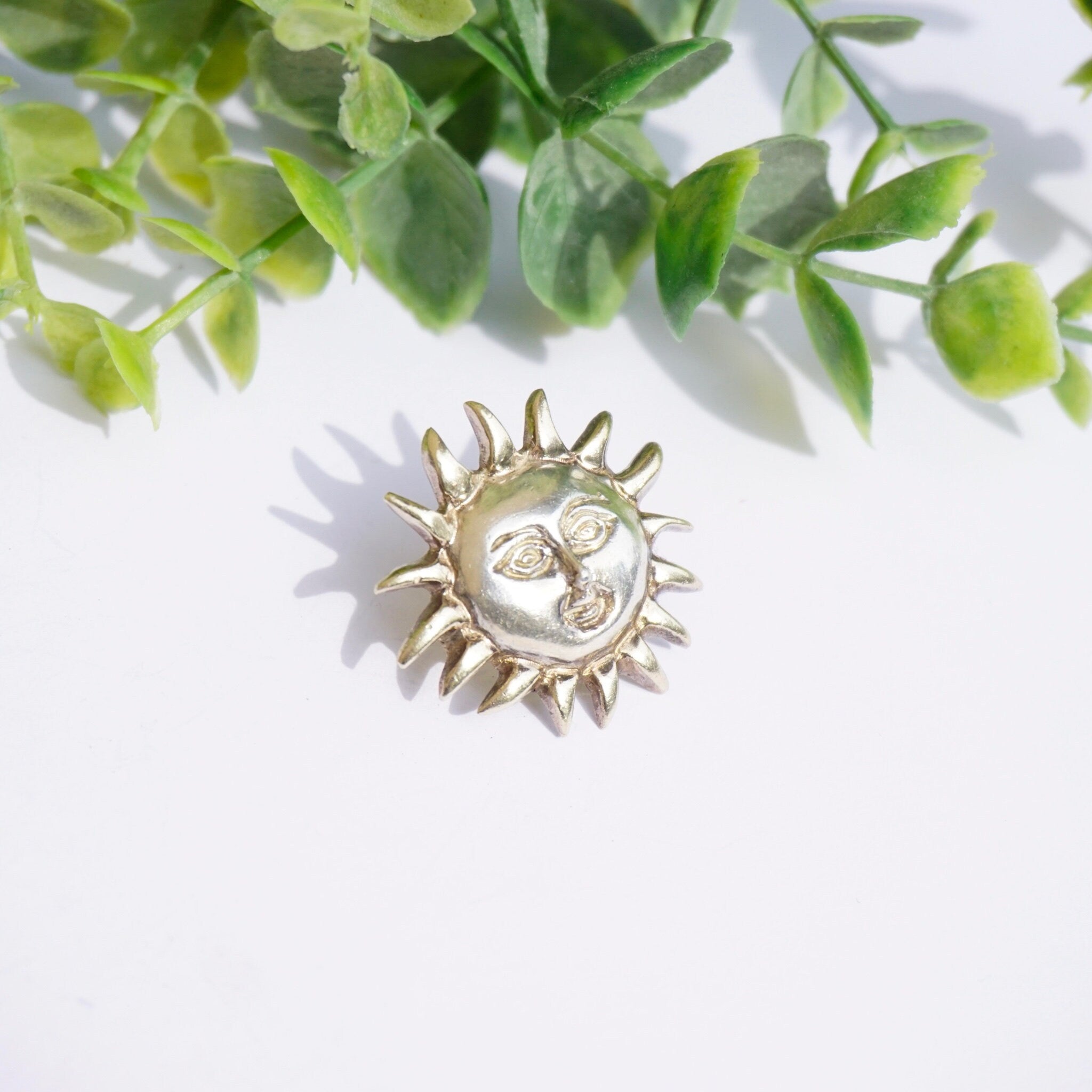 Vintage Sterling Silver Sun God Earrings, Beautiful Hand Hammered Stud Earrings, Silver Sun With Face Earrings, Made In Mexico Jewelry