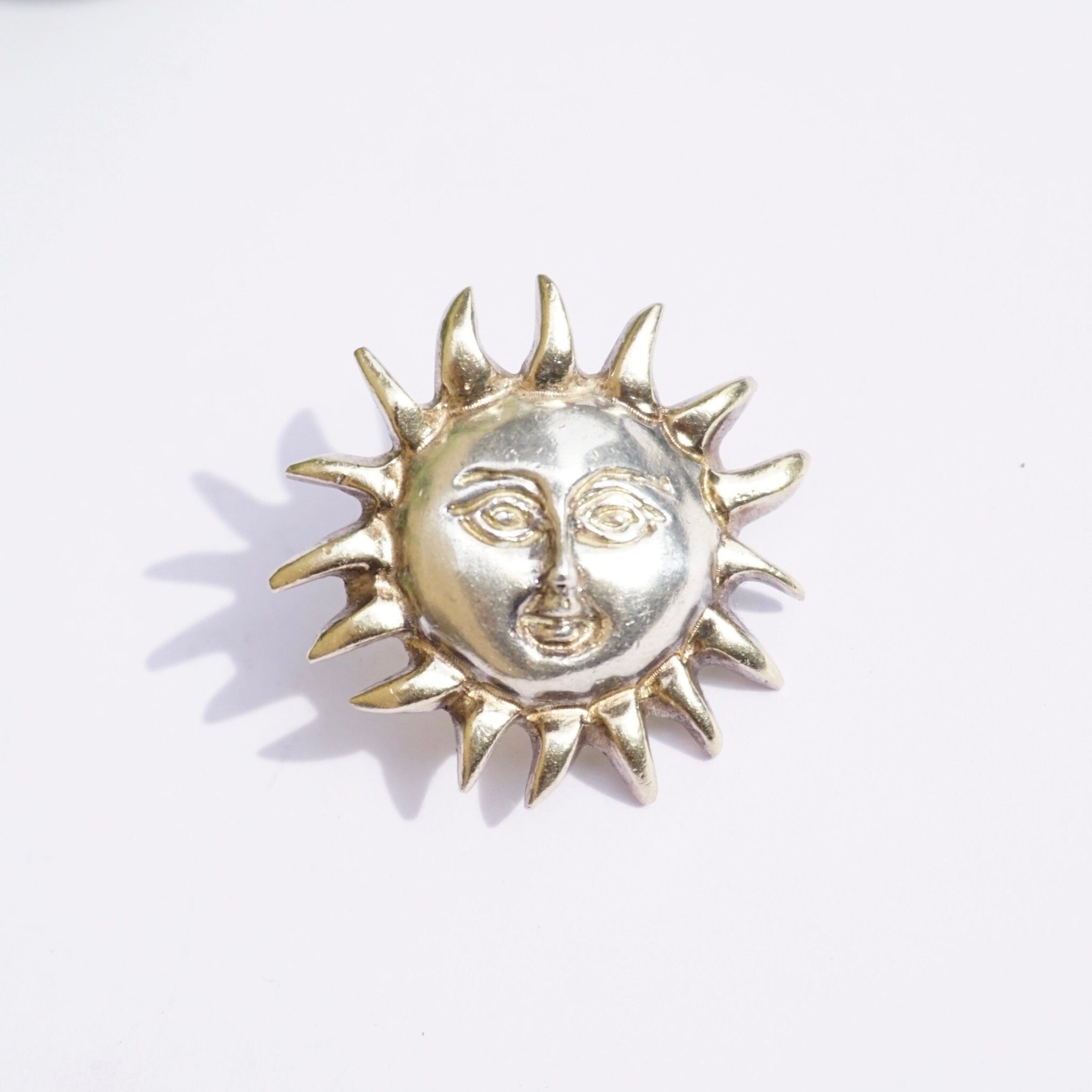 Vintage Sterling Silver Sun God Earrings, Beautiful Hand Hammered Stud Earrings, Silver Sun With Face Earrings, Made In Mexico Jewelry