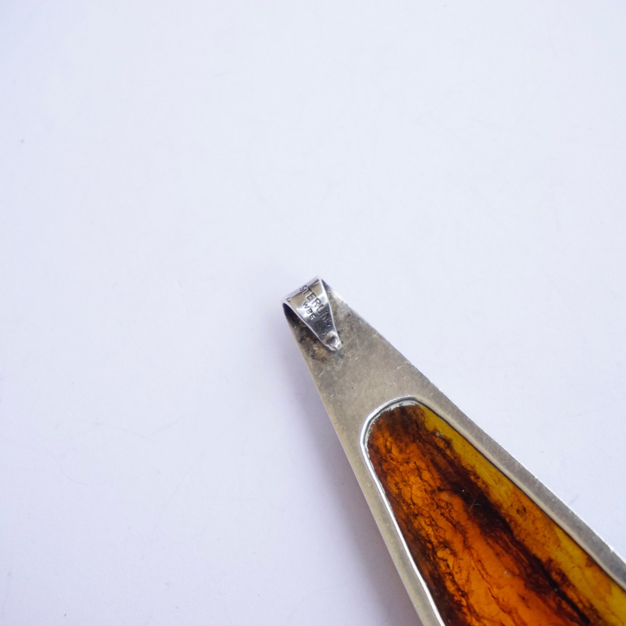 Vintage Natural Amber Sterling Silver Pendant, Beautiful Silver Pendant With Large Amber Stone, Unique Amber Pendant Set In Silver