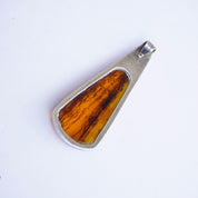 Vintage Natural Amber Sterling Silver Pendant, Beautiful Silver Pendant With Large Amber Stone, Unique Amber Pendant Set In Silver