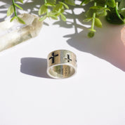 Vintage Sterling Silver Cross Ring, Thick Silver Band With Cross Cut Outs, Made In Mexico Silver Ring, Large Silver RIng, MEXICO 925