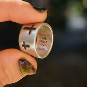 Vintage Sterling Silver Cross Ring, Thick Silver Band With Cross Cut Outs, Made In Mexico Silver Ring, Large Silver RIng, MEXICO 925