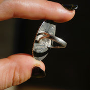 Vintage Sterling Silver Abalone Ring With Lightening Bolts, Oval Abalone Shell Ring With Silver Details, Made In Mexico Silver Ring, 925