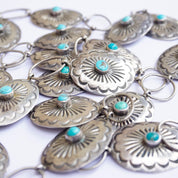 Vintage Native American Sterling Silver Turquoise Concho Belt, Adjustable Silver Belt With Accent Turquoise Stones, Old Pawn Jewelry