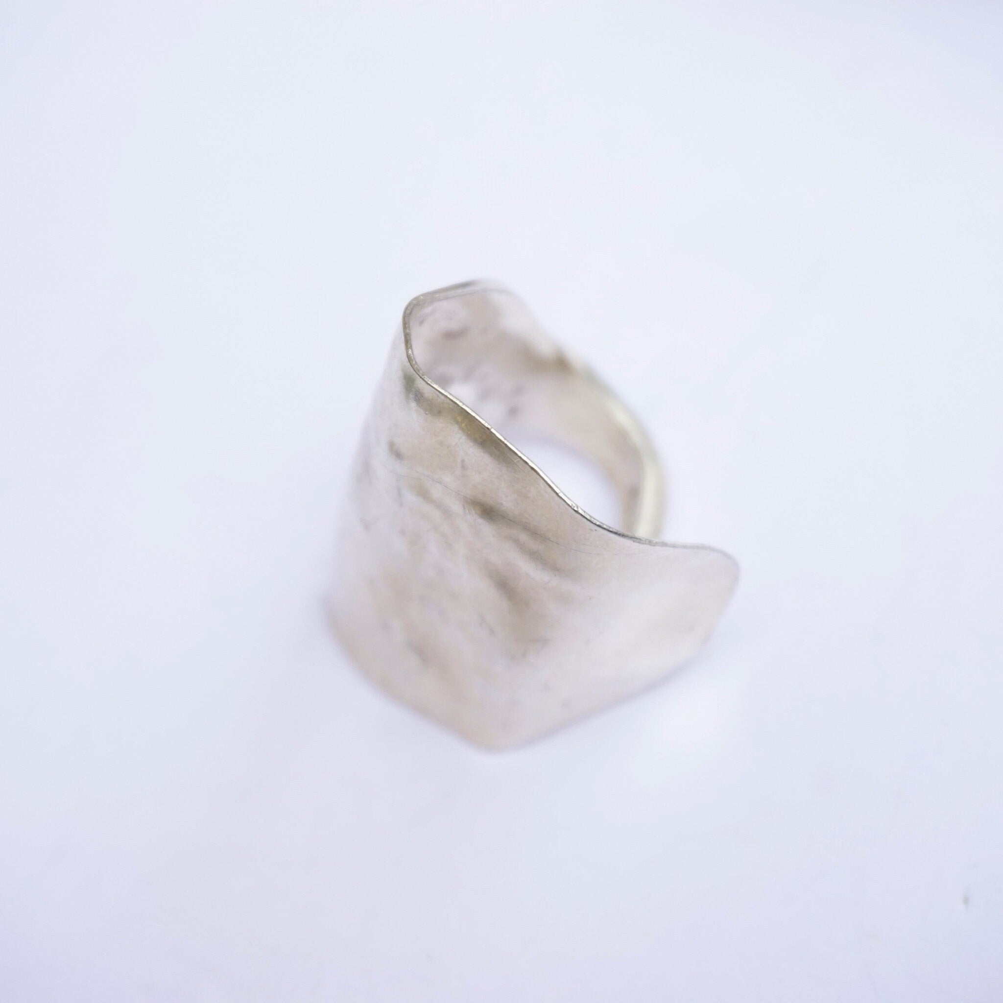Vintage Sterling Silver Spoon Ring, Handmade Silver Spoon Ring, Unique Bent Spoon Ring, Silver Statement Ring, Size 8 US Ring