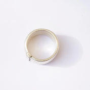 Vintage Sterling Silver Ring With Stripe Accent, Made In Mexico Silver Ring With Tiered Details, Thick Silver Band With Accent Stripe
