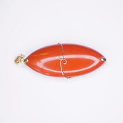 Vintage 14K Gold Orange Coral Pendant, Unique Marquise Cut Orange Coral Pendant With Gold Details, Gold Embellished Pendant, 14K FP