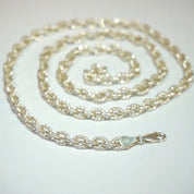 Vintage Sterling Silver Cable Chain, Icy Silver Circle Chain Made In Italy, Silver Weave Detail Cable Chain, Unisex Sterling Silver Chain